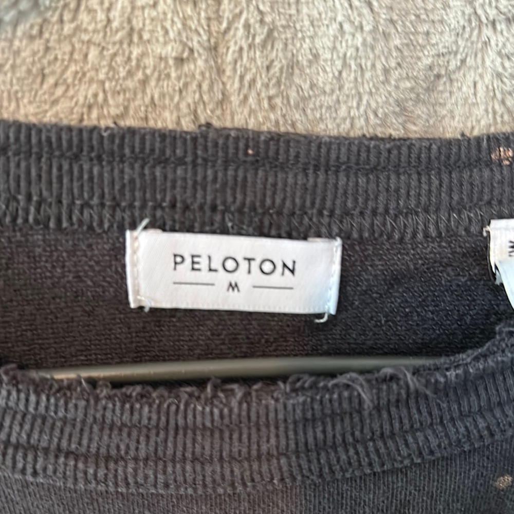 Peloton Black Cropped 100% Cotton Sweatshirt with Rose Gold Accents - Picture 2 of 6
